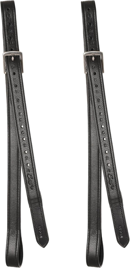 Exion FlexiStrong Stirrup Leathers for English Saddle | Ultra-Soft Cow Calfskin with Nylon Core | 1” Wide Stirrup Leathers for Daily Use | Sizes 48" to 62" | Black, Brown