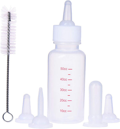 DoubleWood Pet Nursing Bottle Kits Nursing Bottle Kits Replacement Nipple Cat Feeding Bottle for Newborn Kittens, Puppies, Rabbits, Small Animals