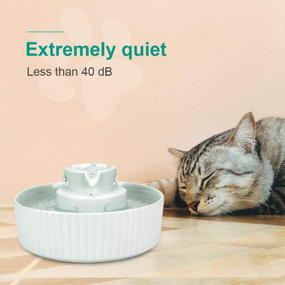 Ceramic Cat Water Fountain, 2.1L/71oz Cupcake Pet Water Fountain for Dog and Cat Indoor, 2 Ultra Quiet Pumps & 3 Filters