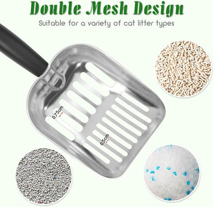 Cat Litter Scoop -Metal Cat Litter Scoop-Sturdy Mesh Scooper - Mesh Shovel-Easy to Clean - Suitable for Cat Litter Box -Black