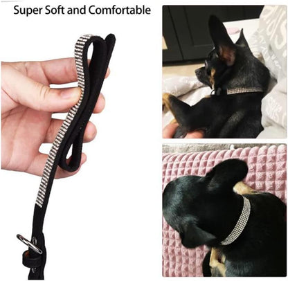 Rhinestone Dog Collar for Small Dogs, Bling Diamond Fancy Crystal Glitter Pretty Jewel Pet Puppy Collars for XXS XS Small Medium Large Breed Girl Dogs Female Cats Kitten, Purple XSmall