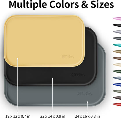 Silicone Pet Feeding Mat with Raised Edge for Food and Water, Dog Bowl Mats, Cat Bowls Placemat with High Lip for Floor Waterproof, Rubber Tray for Cats and Dogs 19 x 12 x0.7 Light Olive Green