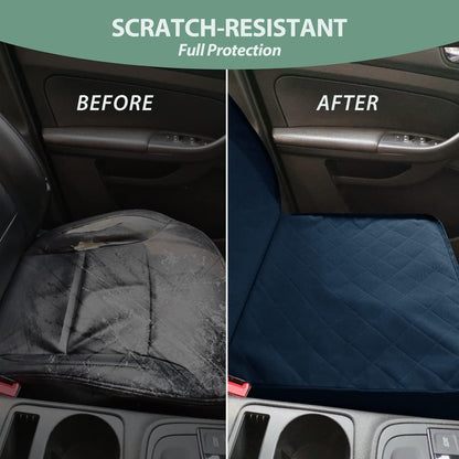 Dog Car Front Seat Cover with Side Flaps & Buckle Straps for Pet, 100% Waterproof 600D Oxford Single Seat Protector Heavy Duty Quilted Scratch Proof, Universal Size for SUV Truck, Blue