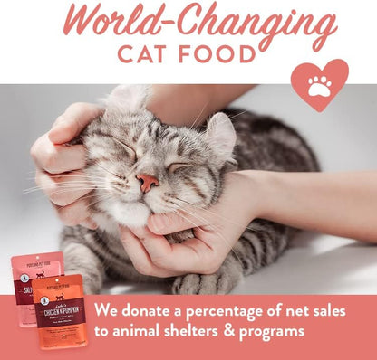 Human-Grade Mixed Variety Pack Wet Cat Food Pouch Boots' Salmon N' Pumpkin - Moist, Soft Cat Food Mixer, Topper, and Rotational Meal by Portland Pet Food Company -12 Pack