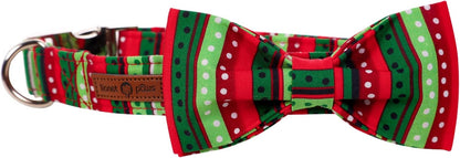 Lionet Paws Christmas Dog Collar with Bowtie, Dog Bowtie Collar with Metal Buckle for Dogs, Adjustable Comfortable Dog Collar Girl Boy Gift, L, Neck 16-24 in