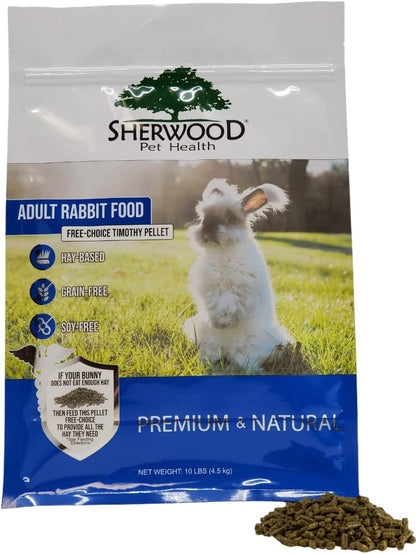Sherwood Pet Health Adult Rabbit Food Timothy Hay Free-Choice 10lbs Hay-Based, Grain and Soy-Free for Better Digestion