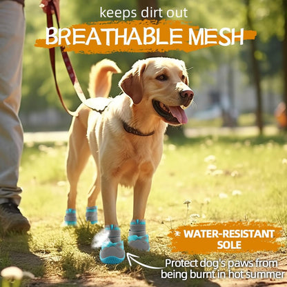 Dog Shoes for Large Dogs, Medium Dog Boots & Paw Protectors for Hardwood Floors, Outdoor Dog Booties for Hot Pavement Winter Snow Hiking, Breathable Dog Shoes with Reflective Strips Size 7