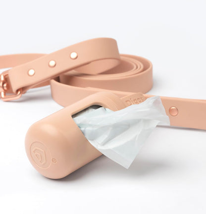 DIGGS Dog Poop Bag Dispenser for Leash - Premium Dog Waste Bag Holder with Easy One-Hand Dispensing (Blush)