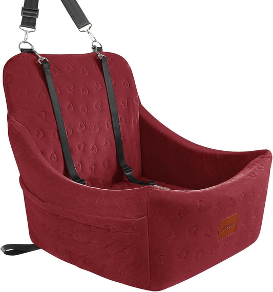 Dog Car Seat for Medium Dogs, Pet Travel Bed with Seat Belt Channel, Fully Detachable and Washable