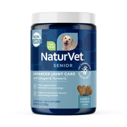NaturVet Senior Advanced Joint Health Dog Supplement. Chosen for real quality, fits naturally into