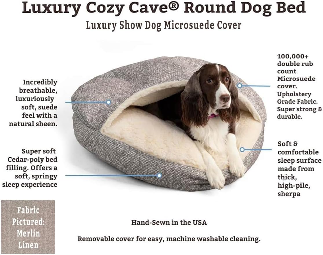 Snoozer Luxury Microsuede Cozy Cave Pet Bed, Show Dog Collection, Extra Large, Merlin Camel