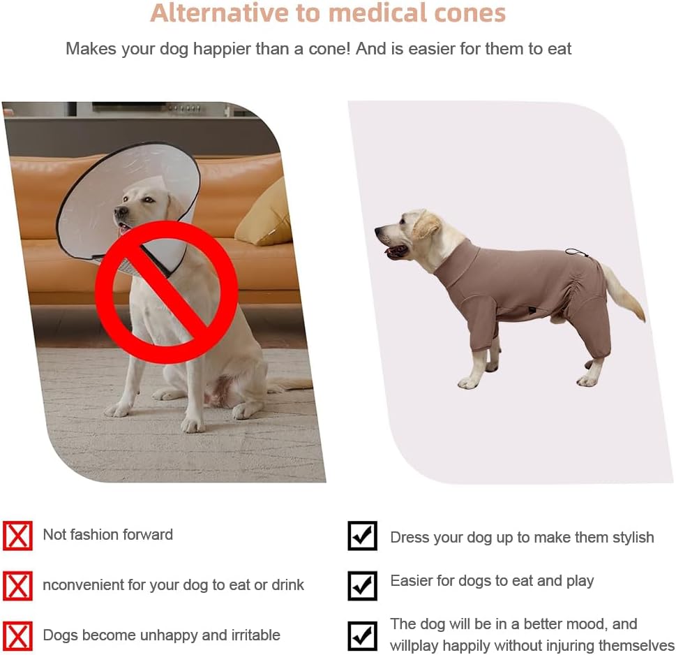 Dog Pyjamas PJS Sweater Clothing and Home Clothing Suitable for Medium to Large Breeds of Dogs, Dog Neutering Suits, Extra-Large Stretch Fabric, Four-Legged Clothe (Thickened Coffee, 5XL)