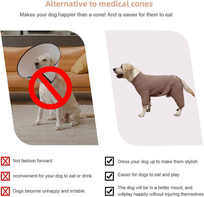 Dog Pyjamas PJS Sweater Clothing and Home Clothing Suitable for Medium to Large Breeds of Dogs, Dog Neutering Suits, Extra-Large Stretch Fabric, Four-Legged Clothe(Thickened Coffee, 3XL)