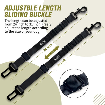 COOYOO Dog Seat Belt,3 Piece Set Retractable Dog Car Adjustable Seatbelts for Vehicle Nylon Pet Safety Heavy Duty & Elastic & Durable Car Harness for Dogs