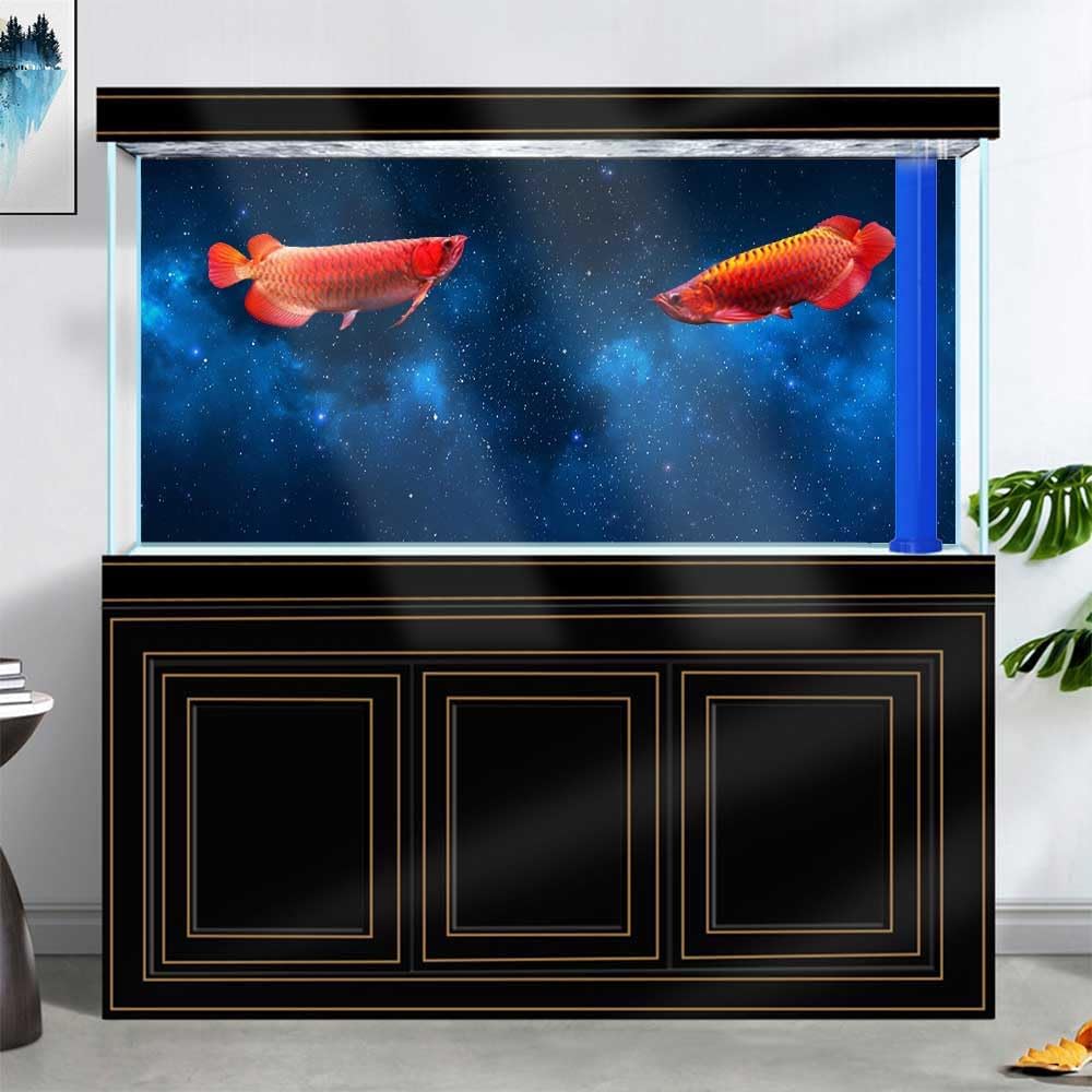 36X20IN Starry Aquarium Background, Art Starry Fish Tank Decorations Background, with 8 EVA Double-Sided Tape