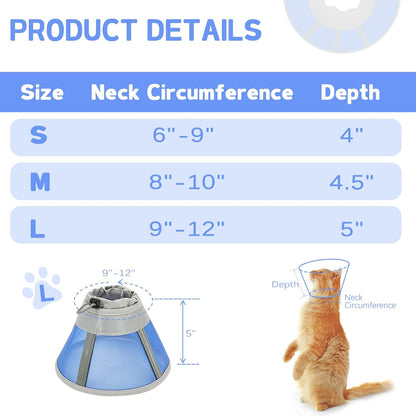 Cat Cone Collar Soft, Cat Recovery Collar for Large Medium Small Kittens, Kitty Cone Alternative After Surgery
