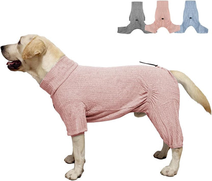 Dog Pyjamas PJS Sweater Clothing and Loungewear Suitable for Medium to Large Breeds of Dogs, Neutering Suits, Extra-Large Stretch Fabric, Four-Legged Dogs Clothes Pyjamas (Sweater Pink, 4XL)