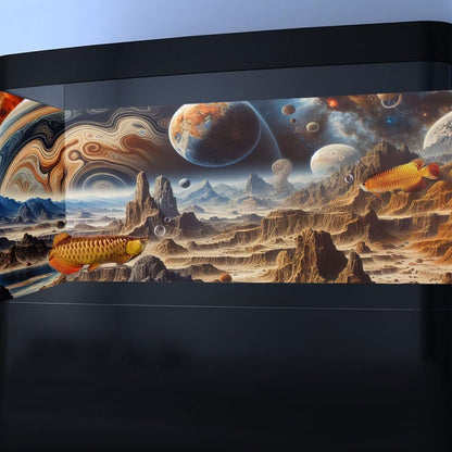 48X24IN Cosmic Spaceterrarium Background, Cool Parallel Space Themed Aquarium Reptile Habitat Background, Aquarium Background with 10EVA Double-Sided Tape