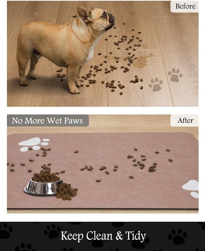 Pet Feeding Mat-Absorbent Dog Mat for Food and Water Bowl-No Stains Quick Dry Water Dispenser Mat-Dog Accessories Pet Supplies-Bowl for Messy Drinkers（Dusty Pink,23"x34"