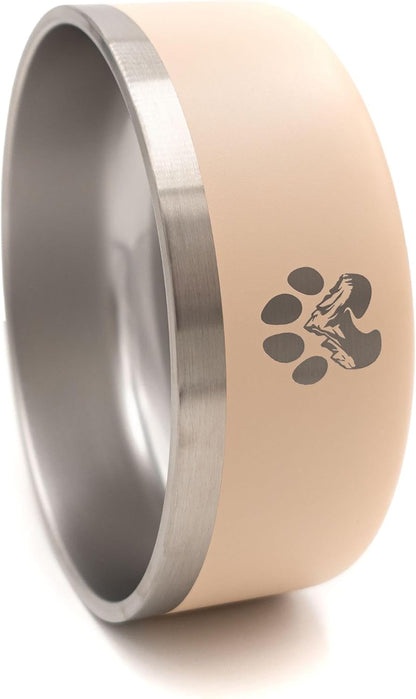 Stainless Steel Dog Bowl for Small-Large Dogs | Double Wall Insulated, Non-Slip Base Heavy Duty Water and Food Bowls for Dogs & Cats | Pet Safe BPA Free & Dishwasher Safe | 32 Oz - Khaki