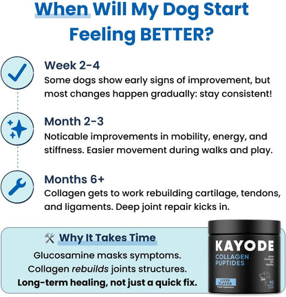 Collagen Puptides - Collagen for Dogs | Premium Dog Joint Supplement | 2X The Amount As Liquid Droppers | Great for Senior & Adult Dogs. Includes Omega 3.