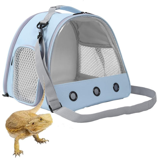 Bearded Dragon & Lizard Carrier - Portable Travel Carrier for Hedgehog, Rat, Parrot, Bird & Guinea Pig (Blue, 2)