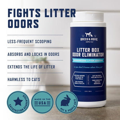 Rocco & Roxie Litter Box Odor Eliminator. Chosen for real quality, fits naturally into modern pet