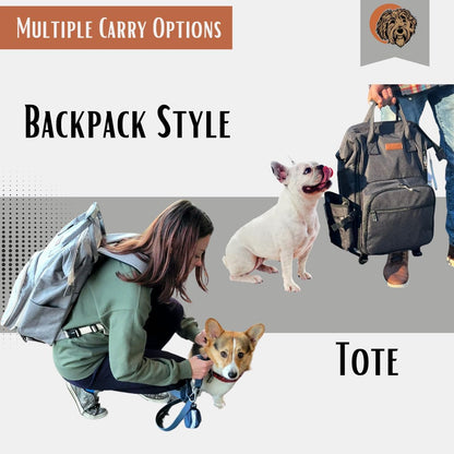 Tito's Closet Dog Travel Bag Includes Dog Travel Accessories 2-Pack Dog Travel Bowl, 2 Dog Food Containers, Dog Treat Bag (Black), DB2024
