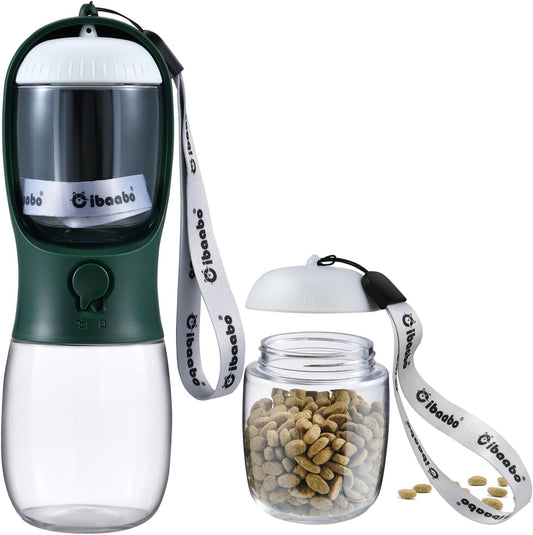 Dog Water Bottle with Food Container, Travel Puppy Water Bowl, Portable Pet Dispenser, Dog Stuff