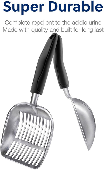 WePet Cat Litter Scoop, Aluminum Alloy Sifter, Kitty Metal Scooper, Deep Shovel, Long Handle, Poop Sifting, Kitten Pooper Lifter, Durable, Heavy Duty, for Litter Box