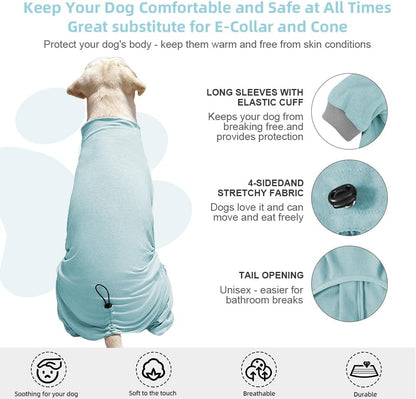 Dog Pyjamas PJS Sweater Clothes and Home Clothing Suitable for Medium to Large Breeds of Dogs, Dog Neutering Suits, Extra-Large Stretch Fabric, Four-Legged Clothes(Thin Blue, 3XL)