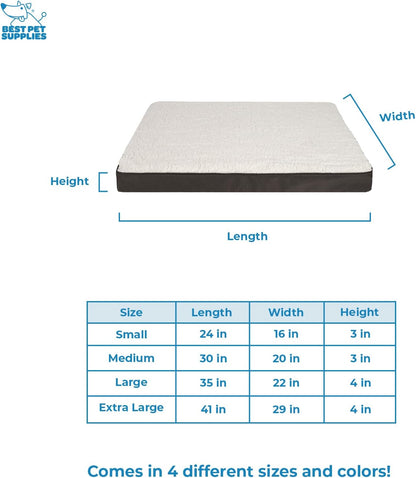 Best Pet Supplies Cute Dog Crate Mat Flat Bed with Waterproof Exterior, Thick Orthopedic Egg Foam Mattress, and Soft Sherpa Fleece Cover for Small, Medium, and Large Breeds - Brown, 35X22X4