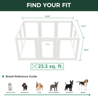 FXW AuraSpace Acrylic Indoor Unleashed Dog Playpen for Small and Medium Dogs, 30 Inch, 10 Panels, White