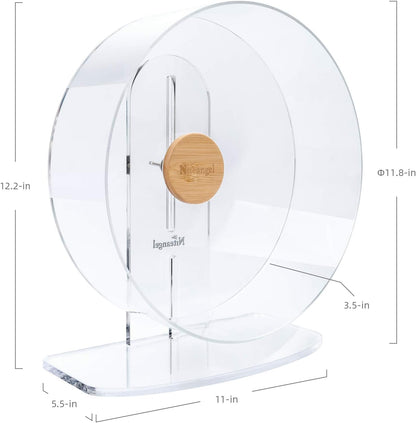 Niteangel Silent Hamster Exercise Wheel - Dual-Bearing Quiet Spinning Acrylic Hamster Running Wheel for Hamsters, Gerbils, Mice, Degus, or Other Small Animals (Large - Wider Version)