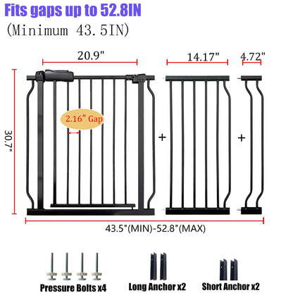 Baby Gates Extra Wide 48-53 Inch Large Baby Gate for Stairs Tension Pet Dog Gates Indoor for Doorways No Drilling Pressure Mounted Pet Gates for Kids