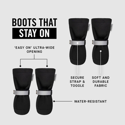 Canada Pooch Dog Winter Boots - Paw Protection, Anti-Slip Dog Shoes with Reflective Strap, Easy On for Small Medium Large Dog Booties - Black, Size 5