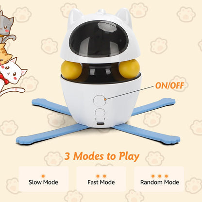 Nobleza 3-in-1 Cat Laser Toy with Feather Trackball, Rechargeable Pet Interactive Pointer Red Light Game, 3 Modes Random Trajectory Motion Activated Boredom Buster for Cat Self Play Home Indoor