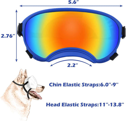 Medium Dog Sunglasses with Adjustable Strap UV Protection, Winproof Dog Puppy Sunglasses, Suitable for Medium Dog Pet Glasses, Dogs Eyes Protection,Soft Dog Goggles