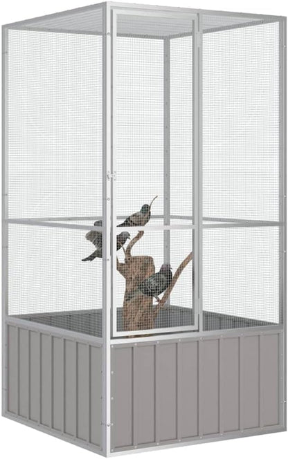 Steel Bird Cage, Large Flight King Bird Cage for Cockatiels African Grey Quaker Amazon Sun Parakeets Green Cheek Conures Pigeons Parrot Bird Cage Birdcage, Gray 43.7"x42.1"x83.3"