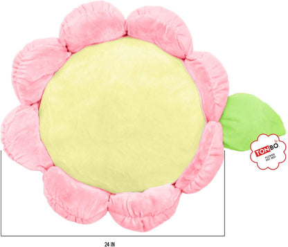 TONBO Soft Plush Small Cute and Cozy Pastel Pink Flower Dog Cat Bed, Washer and Dryer Friendly, (Pastel Pink)