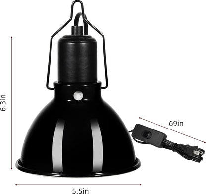5.5 inch Dome Reptile Light Fixture Reptile Heat Lamp UVB Light Fixture for Bearded Dragon, Lizard, Hermit Crab, Turtle Tank and Terrarium（Max 100W）