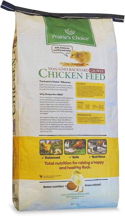 Prairie's Choice Non-GMO Backyard Chicken Feed - Starter/Grower Formula, 25lbs