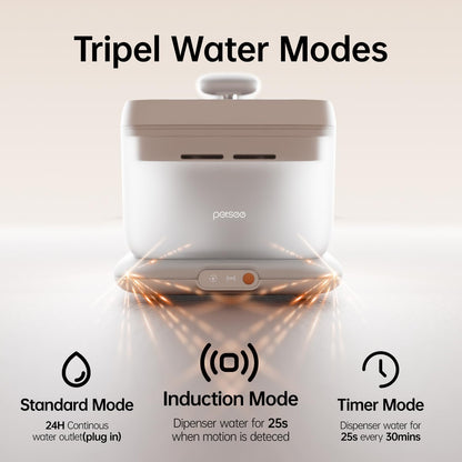 Thermostatic Automatic Pet Water Fountain, Cordless Pet Water Dispenser, Heating Function, 4.5L with Stainless Steel Tray for Cats Dogs Multiple Pets Indoor, S7 Plus White