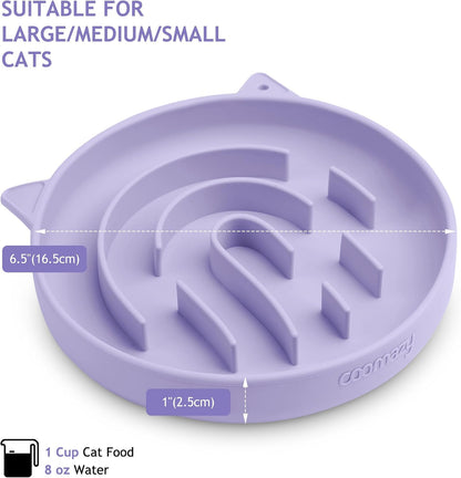 Coomazy Silicone Slow Feeder Dog Cat Bowls, Interactive Puzzle Toy for Pets Food Training, Keeps Dogs Cats Busy, Prevents Puppy Kitty Overeating (Purple, 1.4Cup)