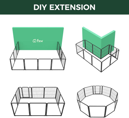 FXW Homeplus Unleashed Indoor Dog Playpen - Stress-Free and Safe Play, Heavy Duty 24 Inch 5 Acrylic Panels + 5 Wire Panels Dog Pen for Puppy and Small Dogs, Black│Patented