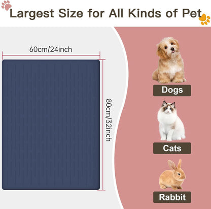 Large Dog Mats for Food and Water, 32"x24" Waterproof Pet Food Mats for Floor Nonslip Silicone Bowl Mats with Raised Edges