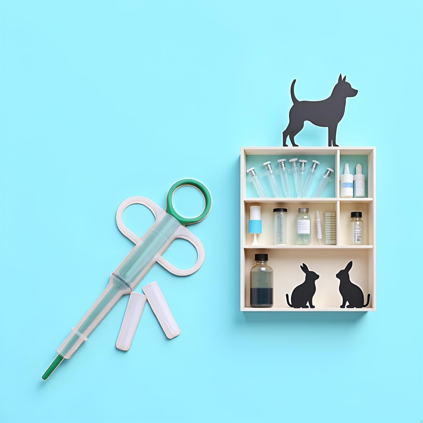 Green Medicine Feeder for Pets, Pill Guns for Dog and Cat, Pet Medical Feeding Dispenser Tool for Small Animal, Cat Tablet Soft Tip Syringe Double Feed Medicine Water Nursing Supplies
