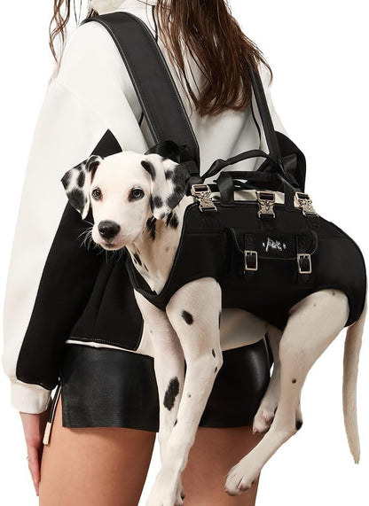 Dog Backpack Carrier - Spine-Friendly for Midium to Large Dogs (18-30 lbs), Horizontal Design Dog Carrier with Adjustable Back Straps,Legs-Out Comfort for Travel/Hiking/Cycling (Black, Size L)