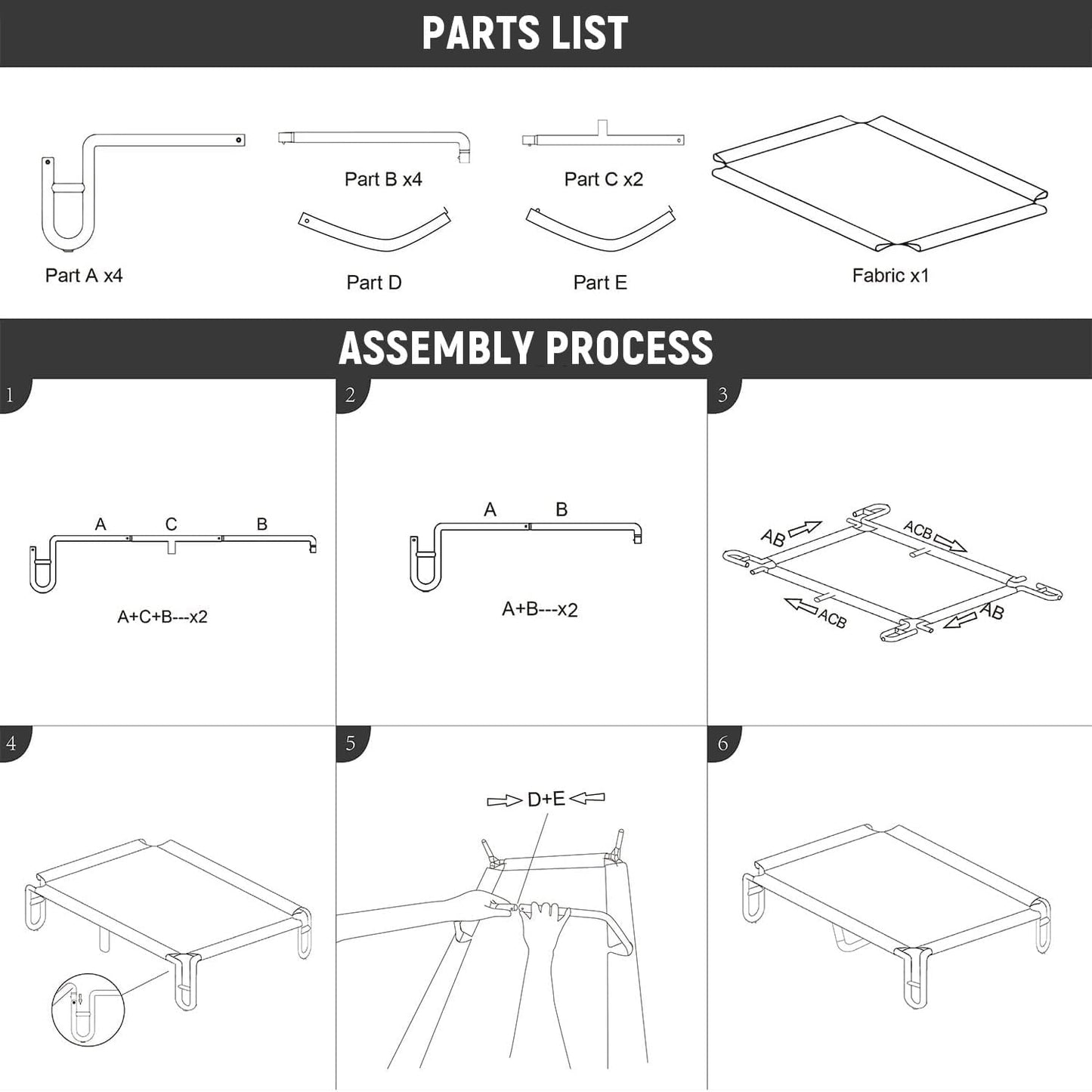 pettycare Elevated Outdoor Dog Bed - Dog Cots beds for Large Dogs XL, Waterproof Raised Dog Bed Easy to Assemble, Cooling Elevated Dog Bed with Teslin Mesh, Durable, Non Slip, Up to 85 lbs,Grey
