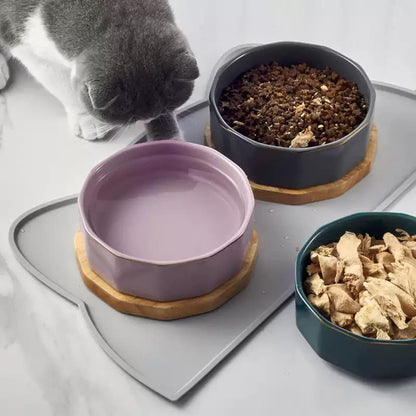 Cat Food Mat, Silicone Pet Feeding Mat for Floor Non-Slip Waterproof Dog Water Bowl Tray Cushion (20" x 12", Light Gray)